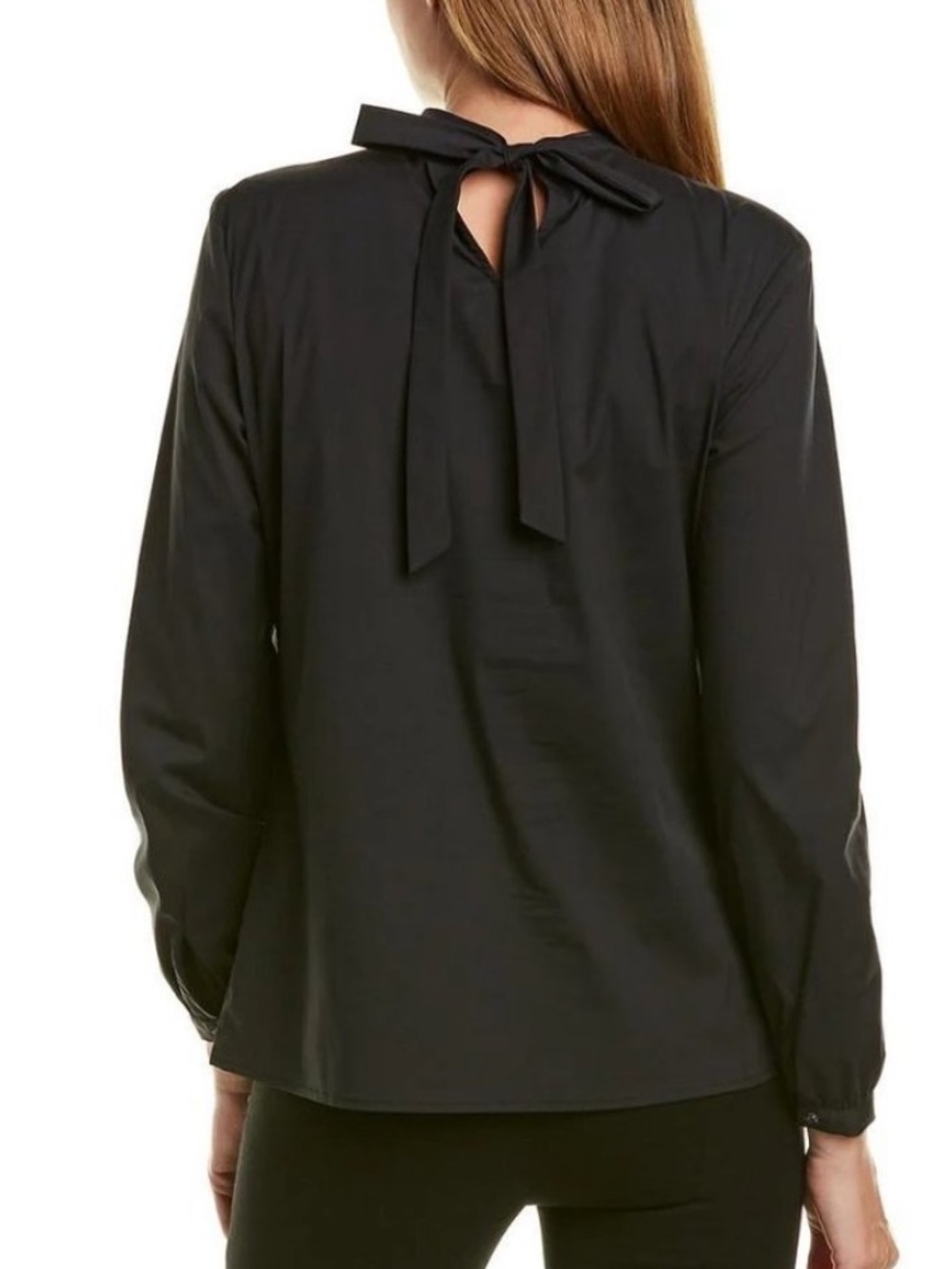 J. MCLAUGHLIN ELODIE BLACK COTTON STRETCH TIE BACK BLOUSE S